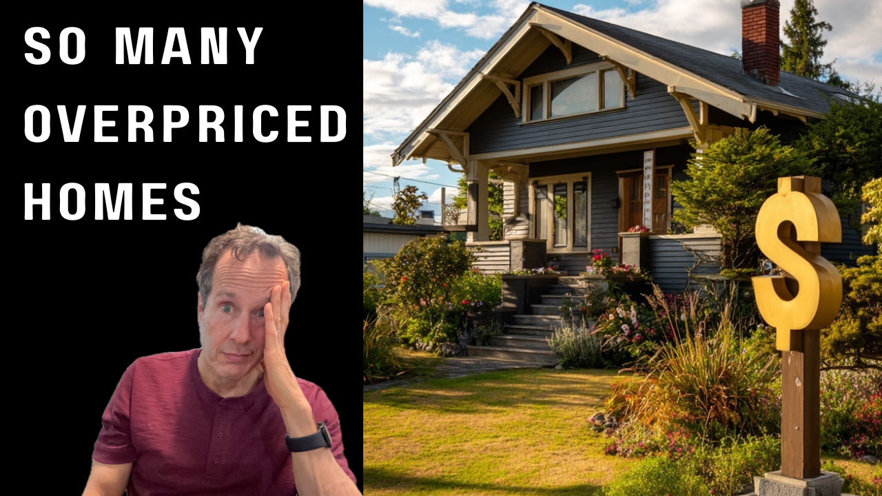 Tom Hume and a Tacoma Craftsman home with a dollar sign in place of a for sale sign