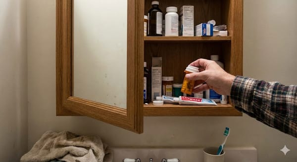 Bathroom Cabinet, Stealing Pills